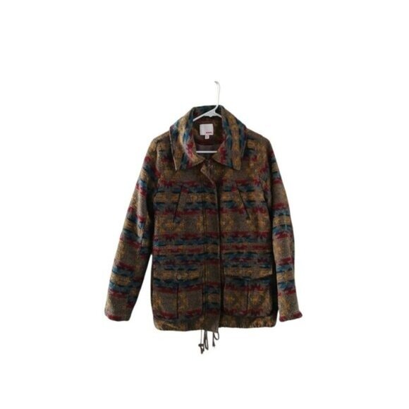 Aztec Southwestern Jacket Boho Vintage Cottagecore Ranchcore Zip Up Jacket Sz M - Picture 1 of 8